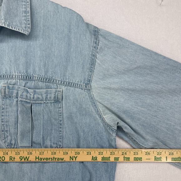 MARLBORO COUNTRY STORE Shirt Mens L Denim Button Up Cowboy Vintage Cotton Blue - Picture 10 of 12